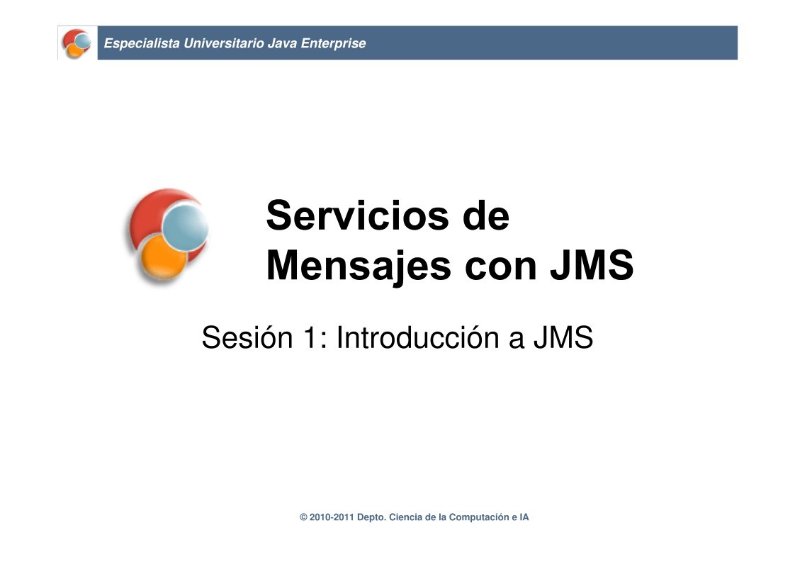 Imágen de pdf Sesión 1: Introducción a JMS - Servicios de Mensajes con JMS